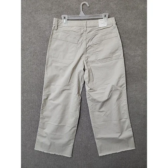 Banana Republic Wide-Leg High-Rise Cropped Chino Pants Women 8 Twine Raw Hem NEW - Picture 7 of 13